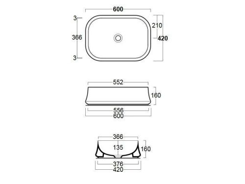 Раковина из сантехнического фаянса Simas SH 08 60х40 накладная цвет белый - фото 3