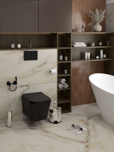 Унитаз подвесной Teymi Helmi T40311 черный с сиденьем микролифт безободковый смыв торнадо - фото 3