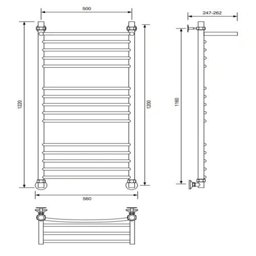 Полотенцесушитель водяной Veconi Nemi-B N12050GR-B 50х120 серый - фото 3