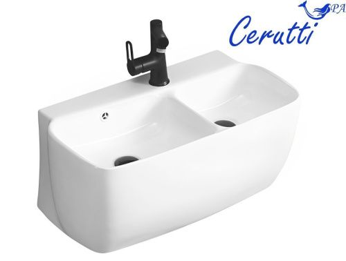 Раковина из сантехнического фарфора Cerutti SPA CT9282 70х40 подвесная цвет белый 1 отверстие под смеситель - фото 4