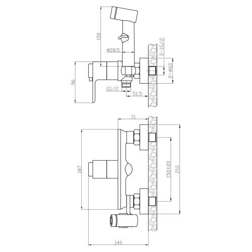 Гигиенический душ со смесителем Rossinka Rs50 RS50-52 хром - фото 2