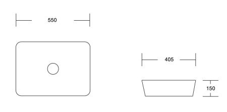 Раковина из сантехнического фарфора Milleau MIEL MU0021-GW 60х40 накладная цвет белый без отверстий под смеситель