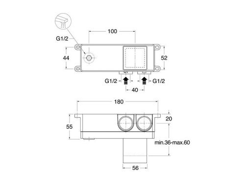 Встроенная часть смесителя для раковины Cristina CS20000 - фото 2