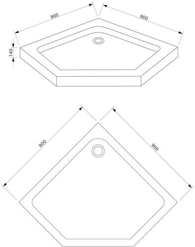 Душевой поддон акриловый Bravat Type-P1 P39 90х90 белый с ножками - фото 2