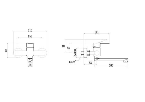 Смеситель для ванны и душа Fmark FS8207H настенный черный - фото 2