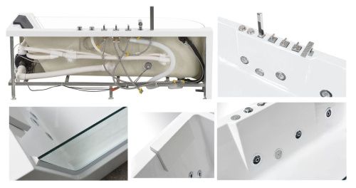 Ванна акриловая гидромассажная Cerutti SPA C-403A L 170х80 пристенная асимметричная с ножками - фото 4