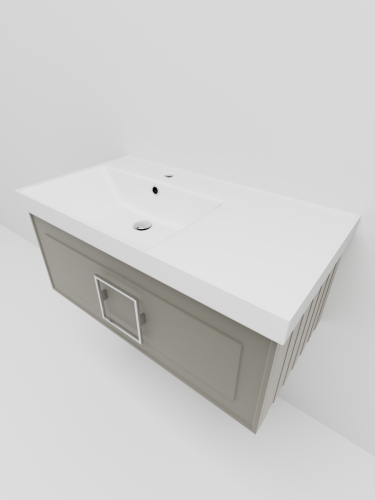 Раковина керамическая La Fenice Cubo CU.NN.90L 90х50 накладная цвет белый 1 отверстие под смеситель - фото 2