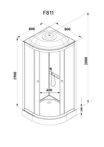Душевая кабина Parly Frost F811 80х80 четверть круга с крышей ориентация универсальная - фото 3