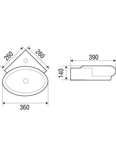 Раковина из сантехнического фаянса WeltWasser WW SK 10000003871 40х40 подвесная цвет белый 1 отверстие под смеситель - фото 3