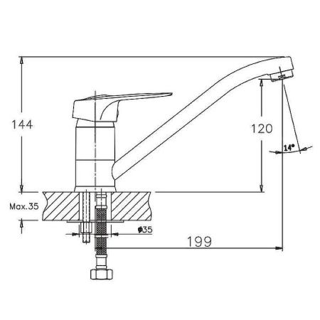 Смеситель для кухни Haiba HB37 HB4837 на мойку хром