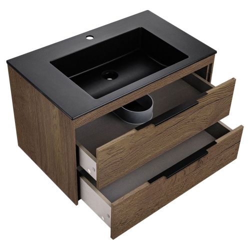 Тумба под раковину Vincea Chiara 2D VMC-2C2800TO 80х50 подвесная цвет коричневый - фото 3