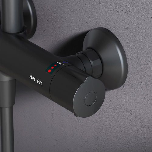 Душевая стойка Am.Pm Like F0780422 настенная цвет черный с термостатом - фото 5