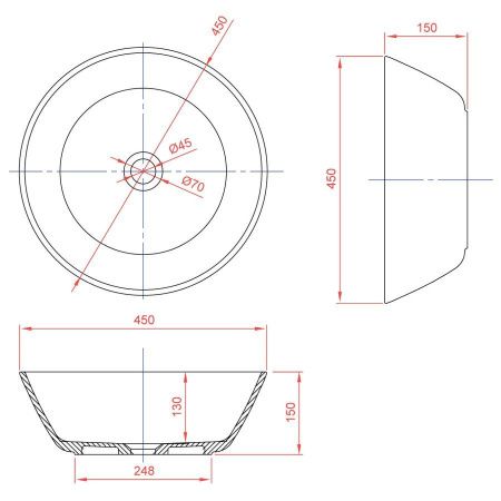 Раковина из искусственного камня MonteBianco Piemont 450 12043 50х50 накладная цвет белый без отверстий под смеситель