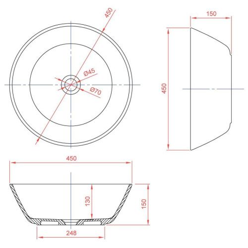 Раковина из искусственного камня MonteBianco Piemont 450 12043 50х50 накладная цвет белый без отверстий под смеситель - фото 5