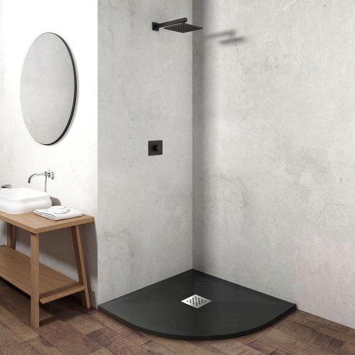 Душевой поддон из искусственного камня Vincea H25 VST-4SQ9090A 90х90 черный - фото 2