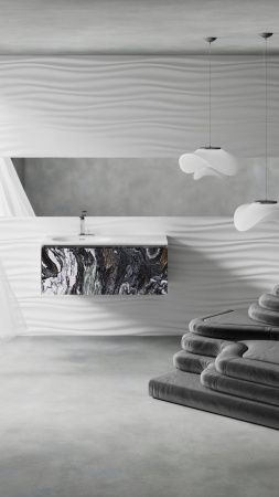 Раковина из искусственного камня S-Stone Salini Onda 1402204MN 200х70 накладная цвет белый