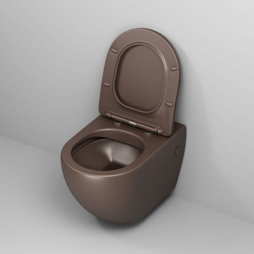 Унитаз подвесной Grossman Color GR-4411BRMS коричневый с сиденьем безободковый каскадный смыв - фото 4