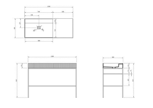 Консоль с раковиной Abber AS2647 120х50 напольная цвет черный - фото 5