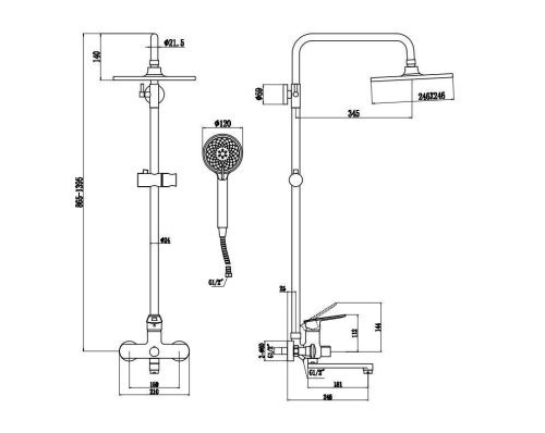 Душевая стойка Savol S-600608AW настенная цвет хром - фото 2