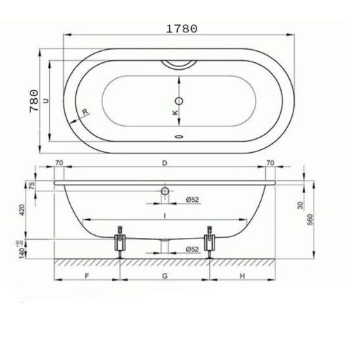 Ванна стальная Bette Starlet 8774-000 180х80 пристенная овальная без ножек - фото 2