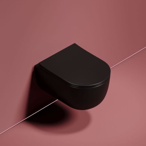 Унитаз подвесной Ceramica Nova MODENA CN6063MB черный с сиденьем микролифт безободковый душевой смыв - фото 3