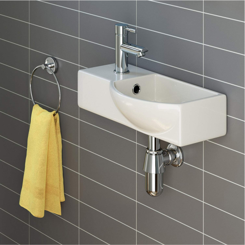 Раковина из сантехнического фарфора Melana 7947AR-805 40х20 подвесная цвет белый 1 отверстие под смеситель - фото 2