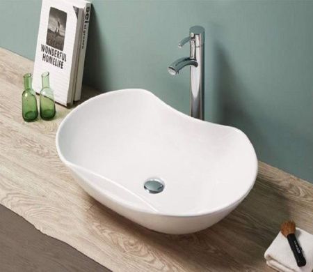 Раковина из сантехнического фаянса CeramaLux 9175 70х40 накладная цвет белый без отверстий под смеситель