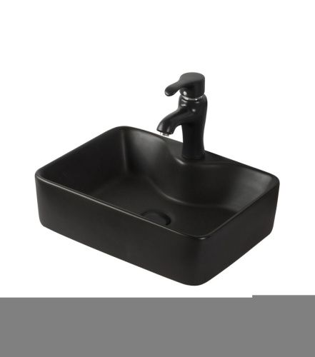 Раковина из сантехнического фарфора Orange B01-475mb 50х40 накладная цвет черный 1 отверстие под смеситель - фото 2