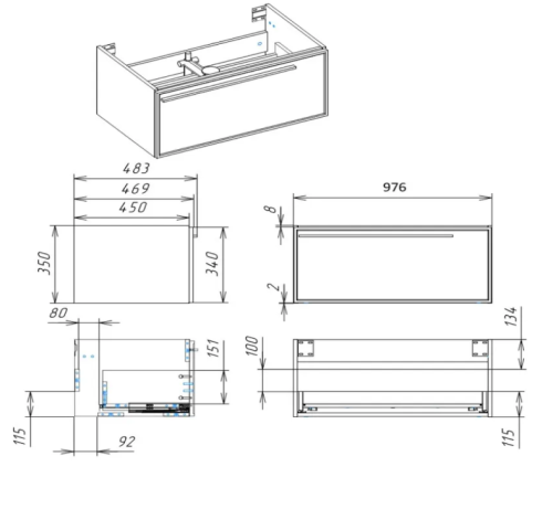 Тумба с раковиной La Fenice ELBA NFNC-01-ELB-C-100-3-100 100х50 подвесная цвет бежевый - фото 3
