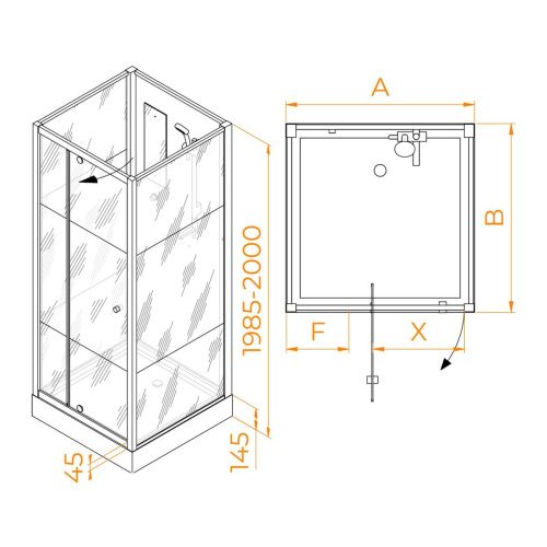 Душевая кабина RGW Andaman 411320799-95 90х90 квадратная без крыши ориентация универсальная - фото 2