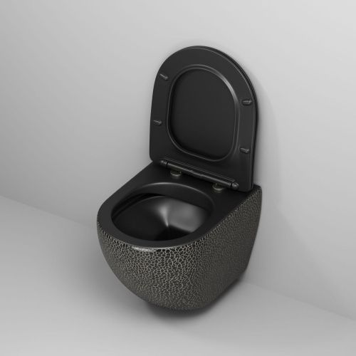 Унитаз подвесной Grossman Санфаянс GR-4455BBLS черный с сиденьем микролифт безободковый каскадный смыв - фото 4
