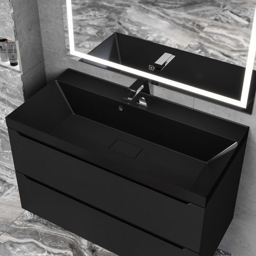 Раковина из искусственного камня Uperwood Classic New RClassicNew90bg 90х50 полувстраиваемая цвет черный - фото 2