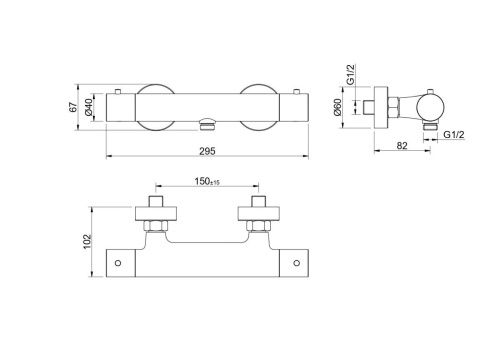 Смеситель для душа Aquatek ЕВРОПА AQ1363MB настенный черный с термостатом - фото 4