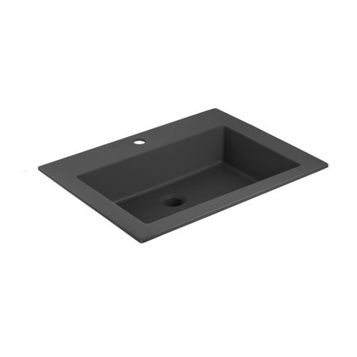 Раковина из искусственного камня Vincea VCB-13600B 60х50 встраиваемая цвет черный 1 отверстие под смеситель