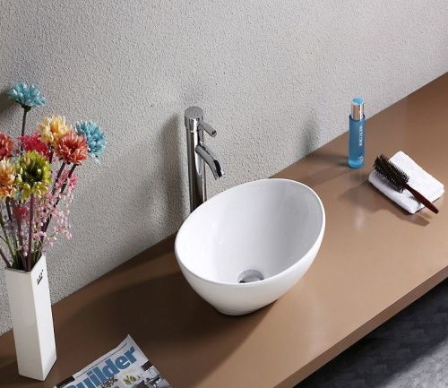 Раковина из сантехнического фаянса CeramaLux 7138 40х30 накладная цвет белый без отверстий под смеситель - фото 3