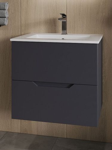 Тумба с раковиной Orange Line Li-60Tug+Ra 60х50 подвесная цвет серый - фото 2