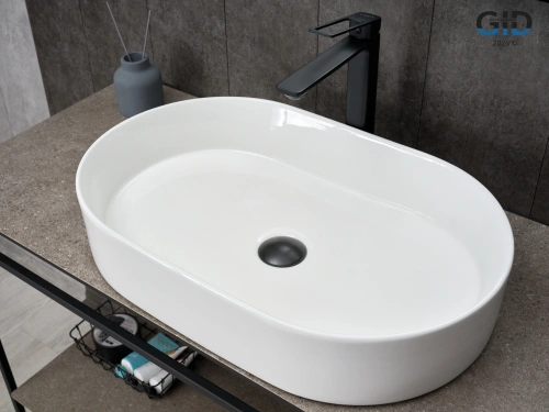 Раковина керамическая Gid Lago 51203 60х40 накладная цвет белый без отверстий под смеситель - фото 3