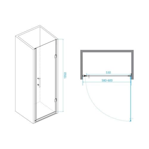 Душевая дверь RGW Passage 41080606-14 60х195 стекло прозрачное профиль черный - фото 2