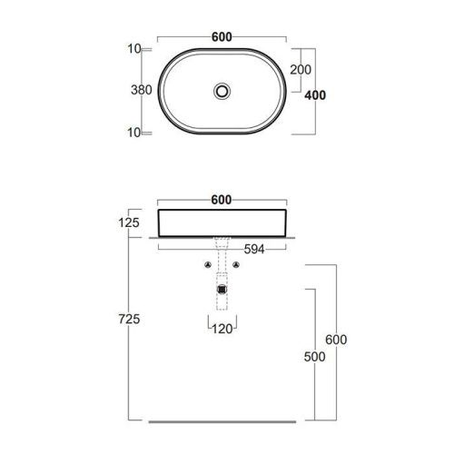 Раковина из сантехнического фаянса Simas Folio FO02bi 60х40 накладная цвет белый без отверстий под смеситель - фото 2