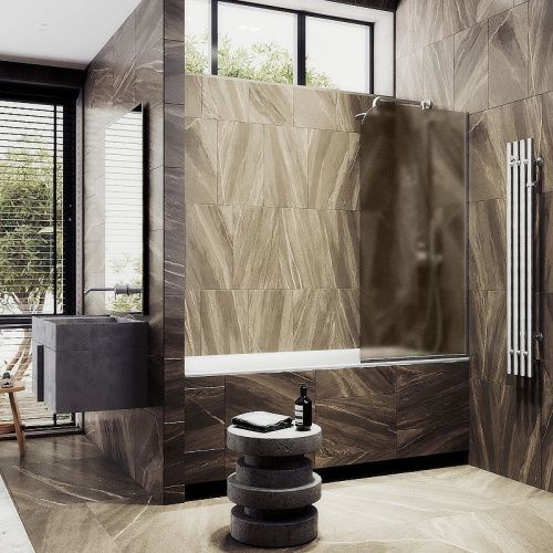 Душевая шторка на ванну Maybah Glass MGV-150-5у 75х140 стекло тонированное профиль хром ориентация универсальная - фото 3