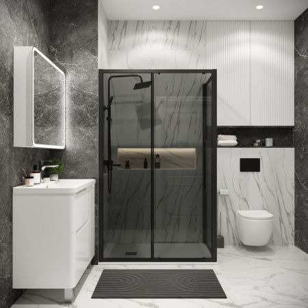 Душевой уголок Grossman Cosmo 120.K33.02.1090.21.10 100х90 стекло тонированное профиль черный без поддона