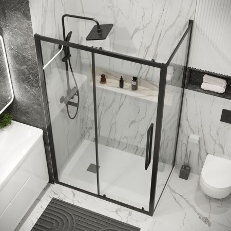 Душевой уголок Grossman Cosmo 120.K33.02.1280.21.00 120х80 стекло прозрачное профиль черный без поддона