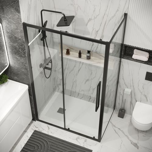 Душевая перегородка Grossman Cosmo 200.K33.02.70.21.00 70х195 стекло прозрачное профиль черный - фото 5