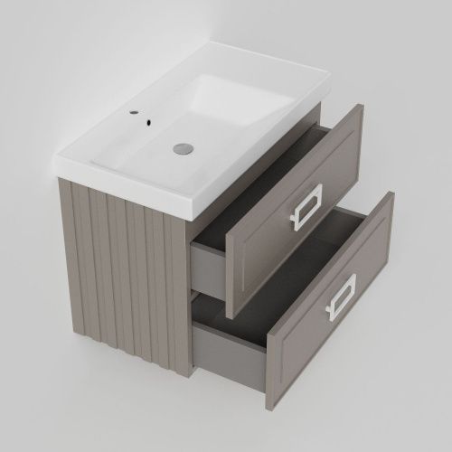 Тумба с раковиной La Fenice Cubo TWIN NFNC-01-CUB-C-90-2-2-90-2L 90х50 подвесная цвет бежевый - фото 3