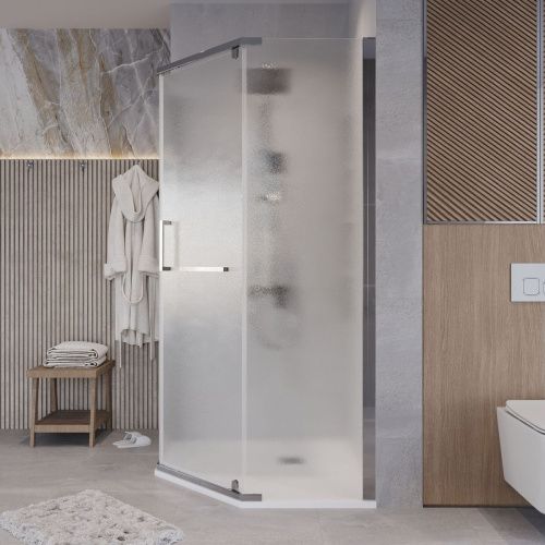 Душевой уголок Grossman Pragma 302.K33.03.1010.10.02 100х100 стекло текстурное профиль хром без поддона - фото 4