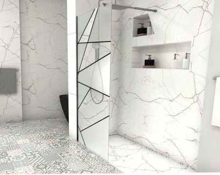 Душевая перегородка Cerutti SPA PICK T90B 90х190 стекло прозрачное/матовое профиль черный