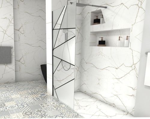 Душевая перегородка Cerutti SPA PICK T90B 90х190 стекло прозрачное/матовое профиль черный - фото 2