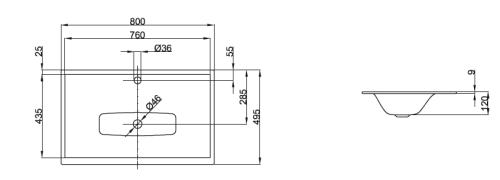 Раковина из нержавеющей стали Bette A161-000 HLW1 80 см встраиваемая цвет белый 1 отверстие под смеситель - фото 2