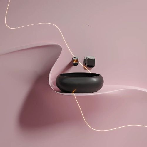 Раковина из сантехнического фарфора Ceramica Nova ELEMENT CN6050MB 40х40 накладная цвет черный без отверстий под смеситель - фото 2