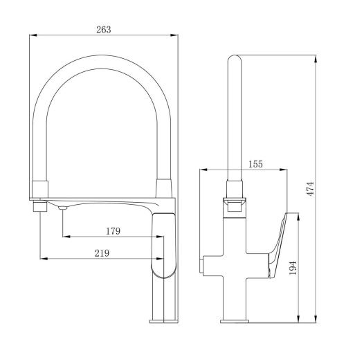 Смеситель для кухни Tokito MITSUISHI TOK-MIT-1012GM на мойку вороненая сталь - фото 5